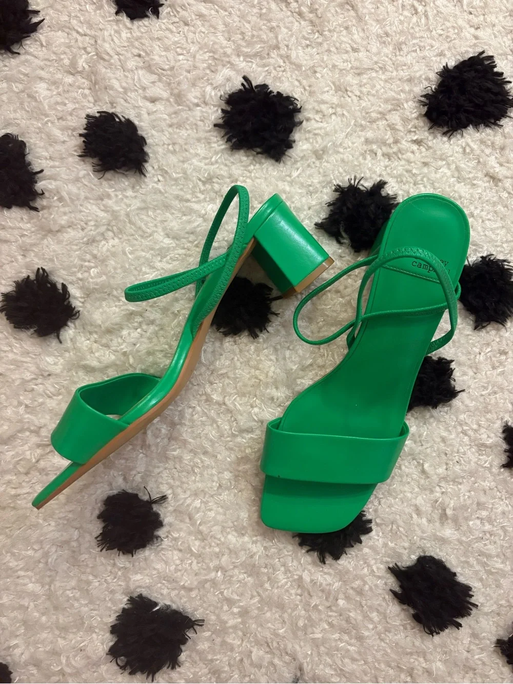 Jeffrey Campbell Emerald Green Square-Toe Strappy Sandals